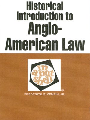 cover image of Kempin's Historical Introduction to Anglo-American Law in a Nutshell, 3d